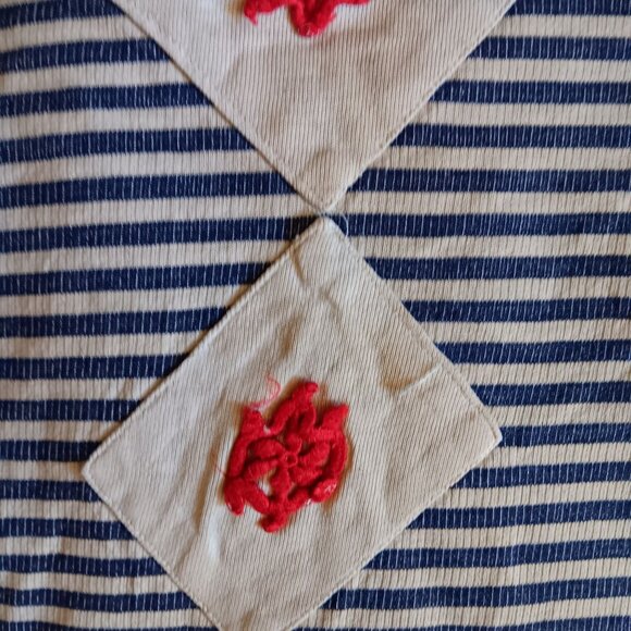 Girls 8 Vintage 1950's Scout-Tex Striped Turtleneck Gym Top All Cotton Distress - Picture 5 of 11